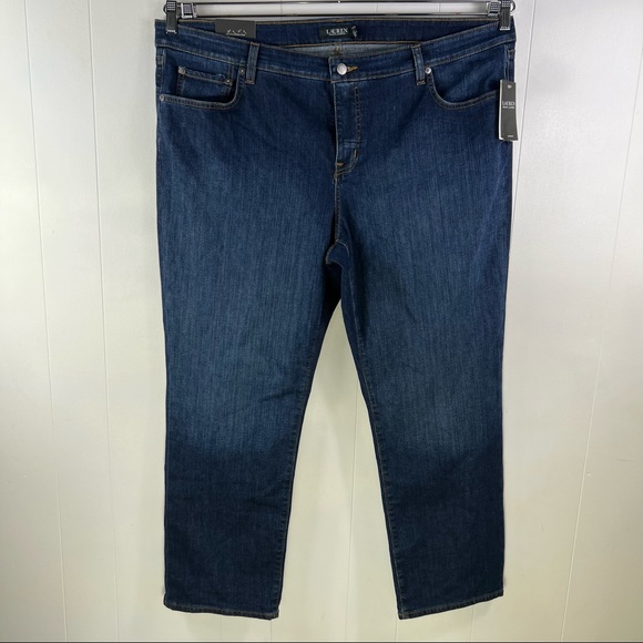 Lauren Ralph Lauren Denim - RALPH LAUREN Mid-Rise Straight Leg Dark Blue Jeans Size 22Wx30